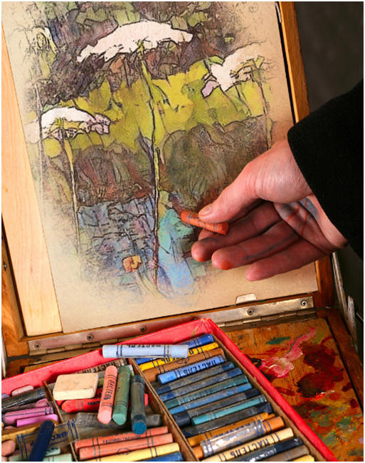 Try pastels on a free, DIY, printable art practice sketch.