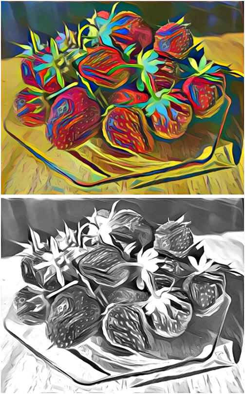 Print Five Different Free Coloring Pages: The Strawberry Plate, by Don Berg at TodaysArts.net