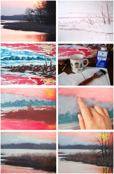 Free Pastel Landscape Painting Lesson for Beginners - Follow a step-by-step tutorial by artist Christine Kane to see how to create a stunning landscape and sunset from a reference photo. 